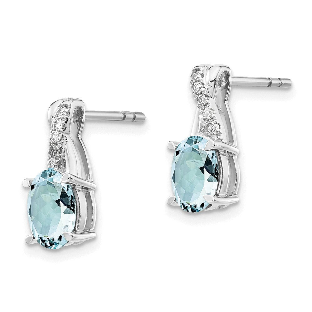 14K White Gold Aquamarine and Diamond Drop & Dangle Earrings