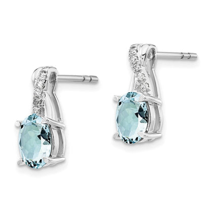 14K White Gold Aquamarine and Diamond Drop & Dangle Earrings