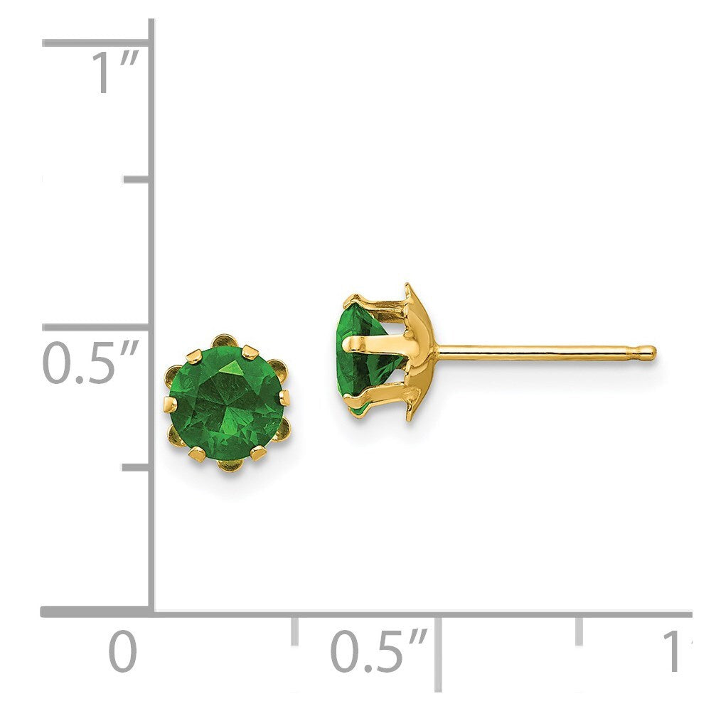14k Yellow Gold 5mm Cubic Zirconia Birthstone (May) Stud Earrings