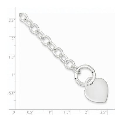 Sterling Silver Engraveable Heart Disc Toggle Bracelet