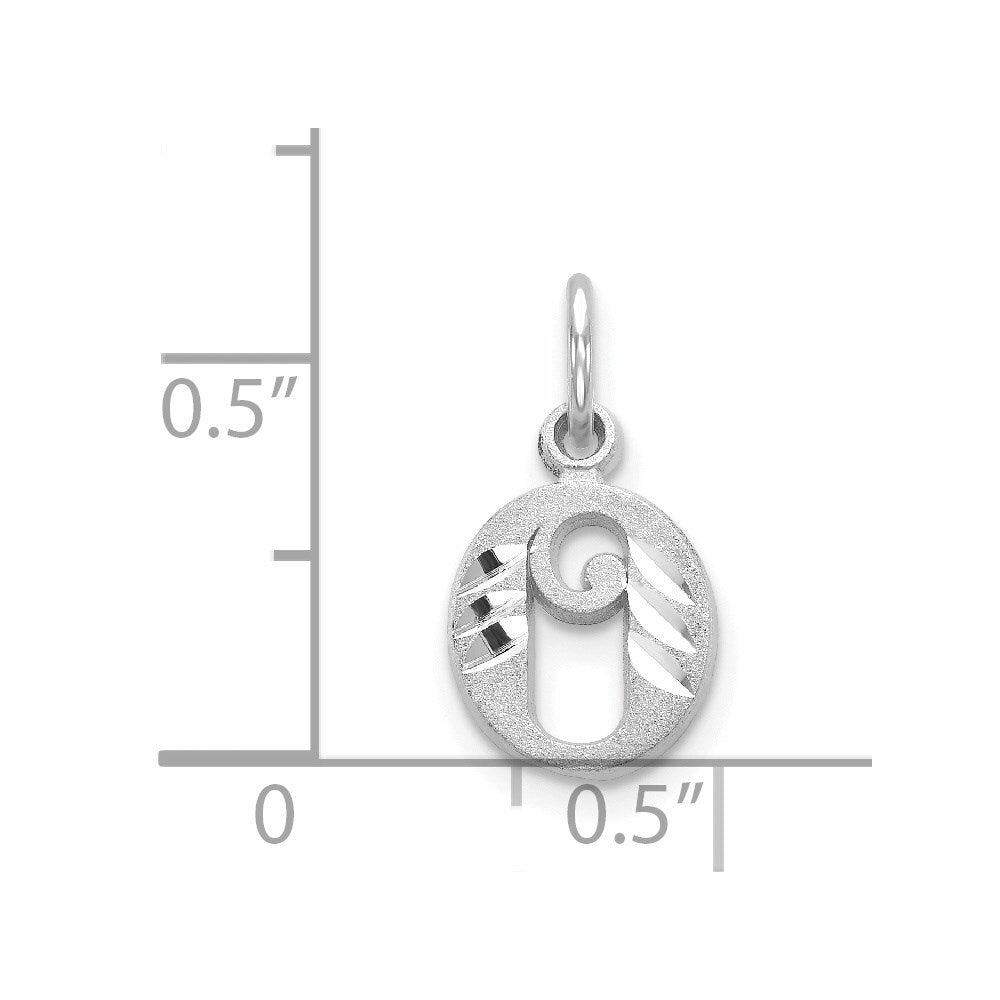 14k White Gold Diamond-cut Letter O Initial Charm Pendant for Women