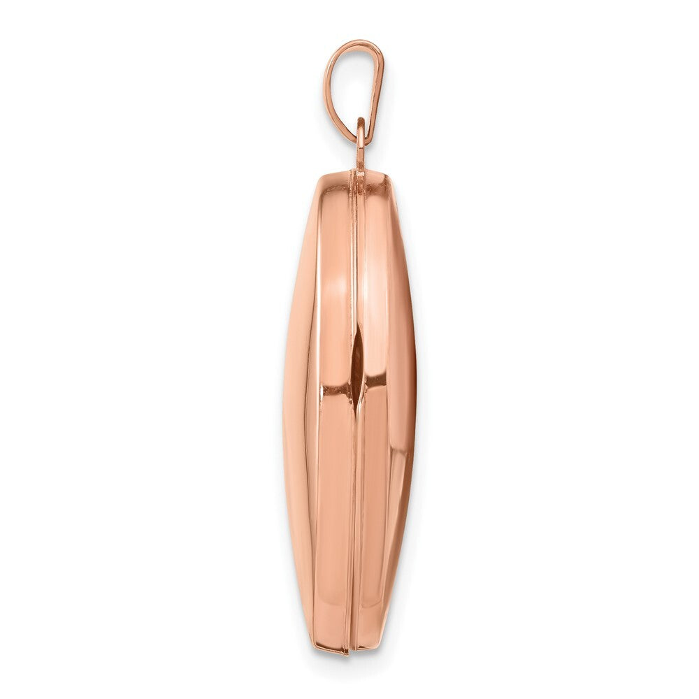 14k Rose Gold Polished 26mm Domed Oval Locket Pendant for Women