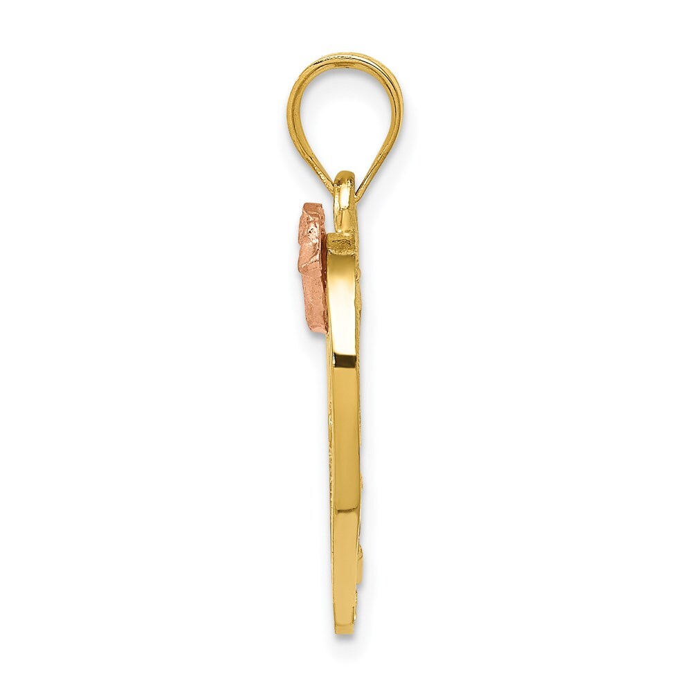 14k Two-tone Gold Rhodium Mom Charm Pendant for Women