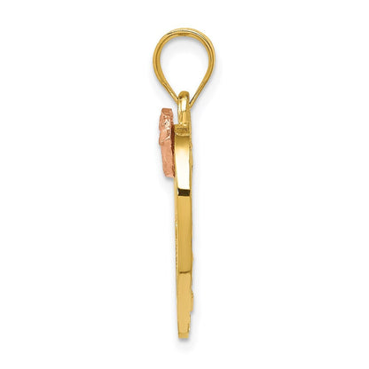 14k Two-tone Gold Rhodium Mom Charm Pendant for Women