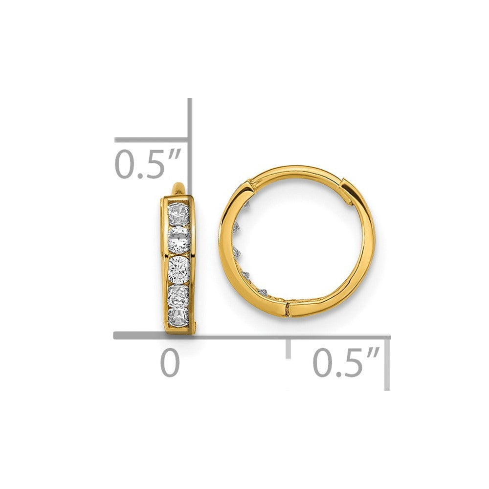 14k Yellow Gold CZ Hinged Hoop Earrings