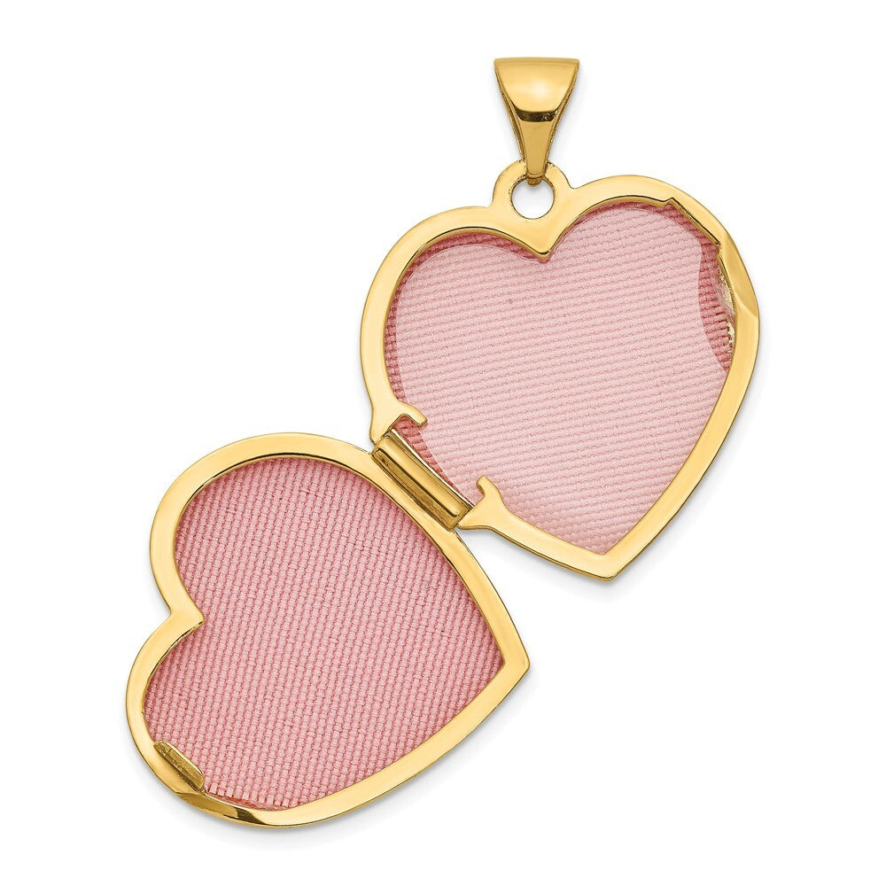 14k Yellow Gold Scrolled LOVE YOU ALWAYS Heart Locket Pendant for Women