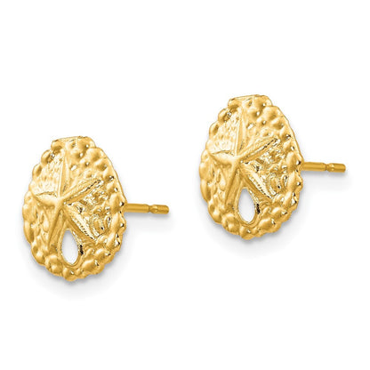14k Yellow Gold Sand Dollar Stud Earrings Gift for Women