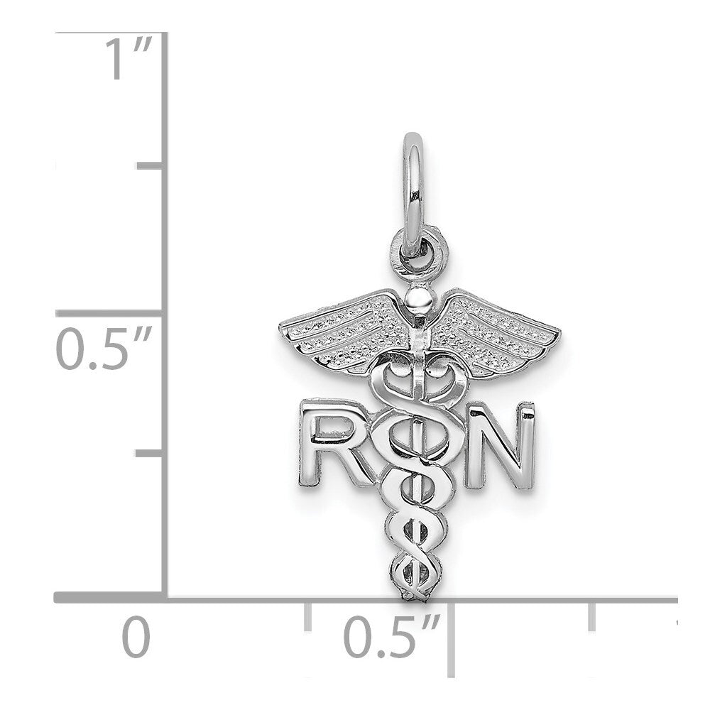 14k White Gold RN Charm Pendant for Women