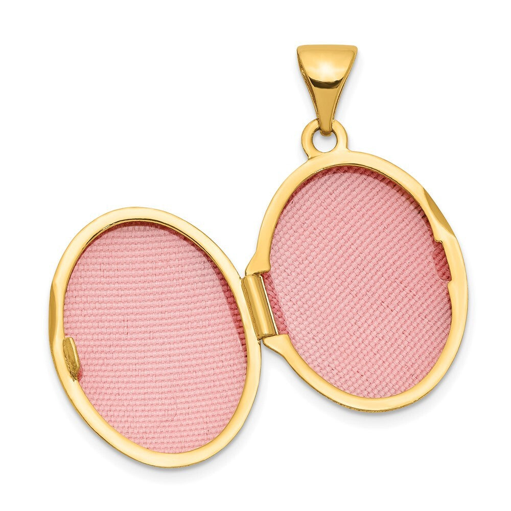 14k Yellow Gold Plain Polished Oval Locket Pendant for Women