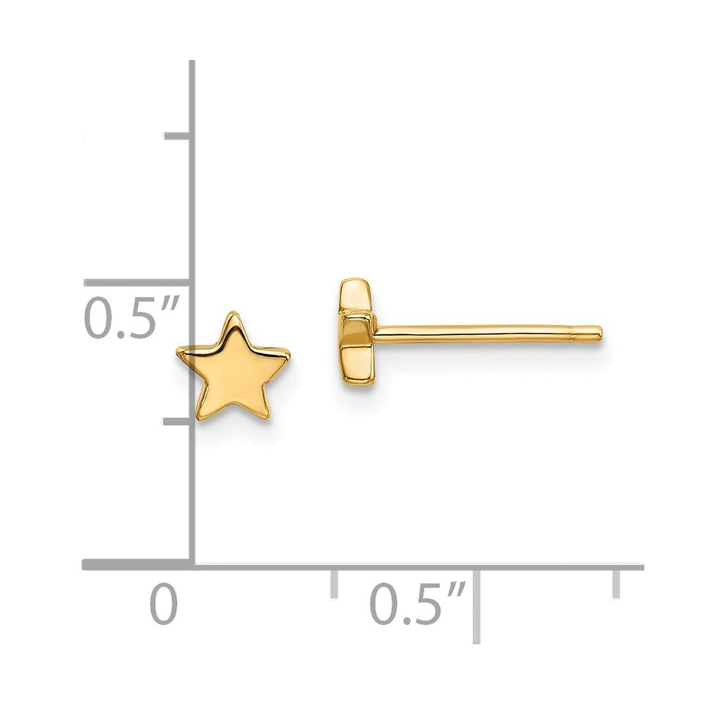 14k Yellow Gold Gold Polished Star Stud Earrings Gift for Women