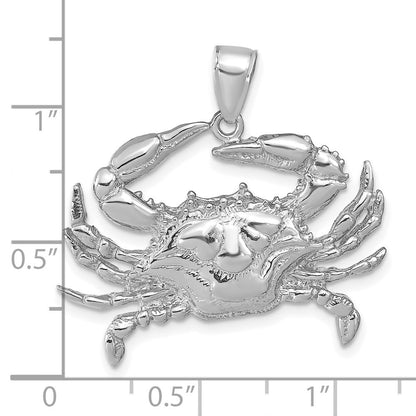 14K White Gold Blue Crab Pendant