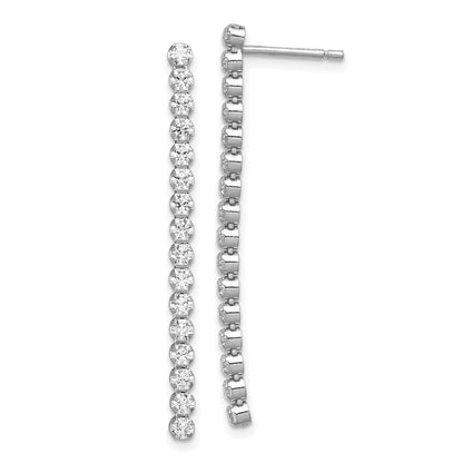 Sterling Silver Polished Fancy Cubic Zirconia Post Dangle Earrings