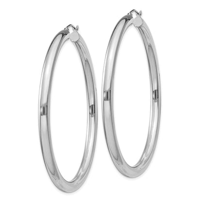 Sterling Silver Rhodium-plated 4mm Round Hoop Earrings