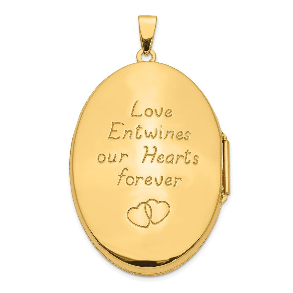14k Yellow Gold Celtic Knot Heart with Poem on Reverse 38mm Oval Locket