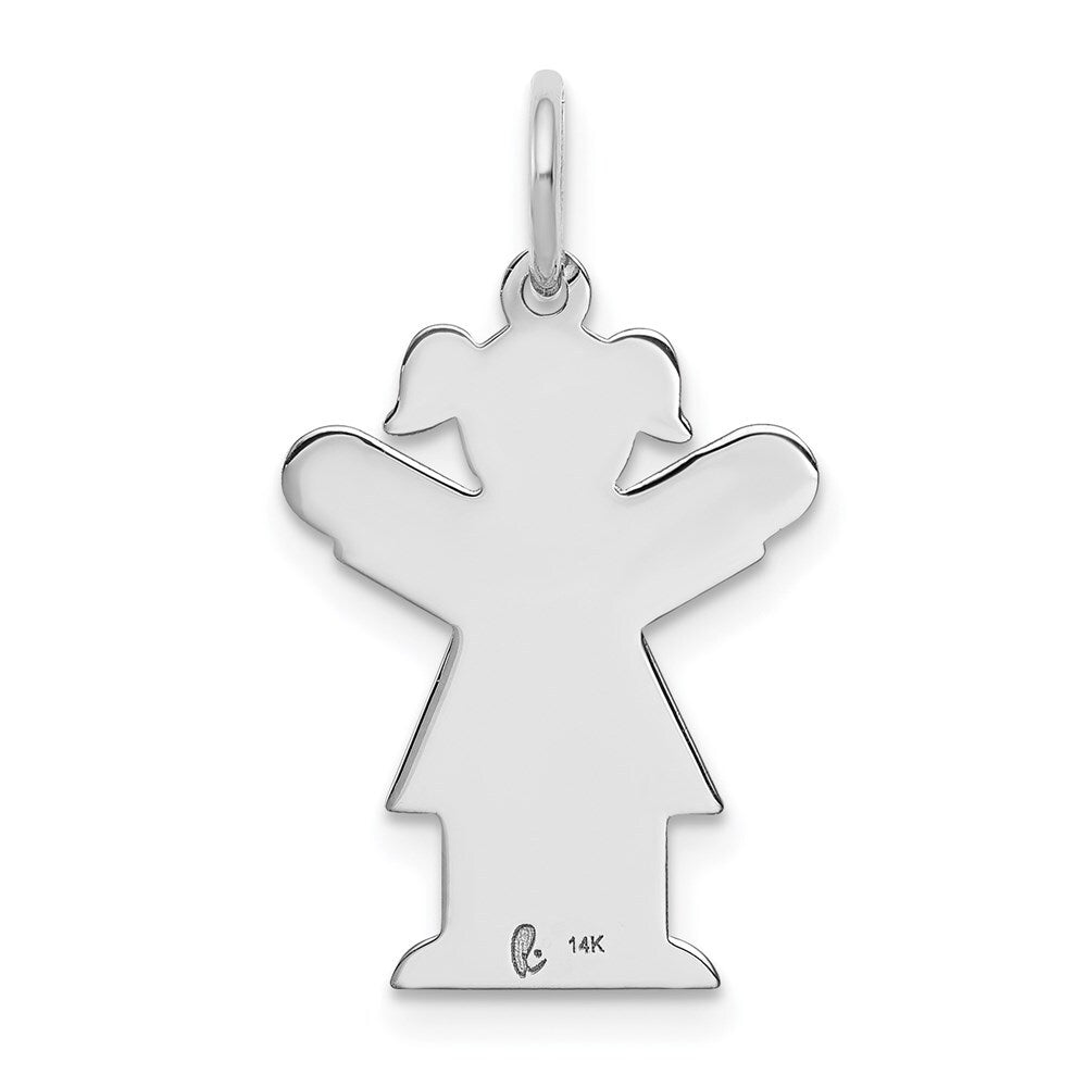 14k White Gold Kid Charm Pendant for Women