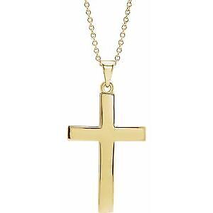 14k Yellow Gold Cross Pendant Necklace 18"