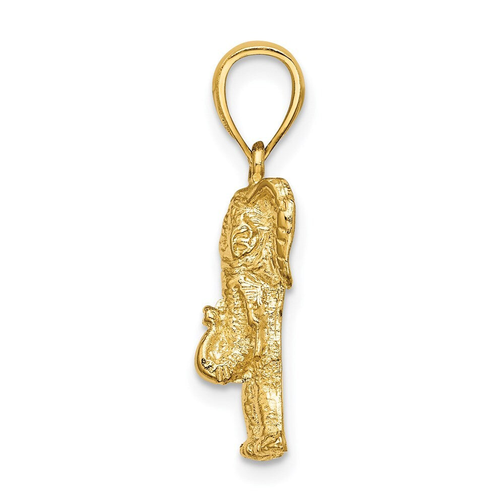 14k Yellow Gold 2-D Elephant  Raised Trunk Charm Pendant for Women