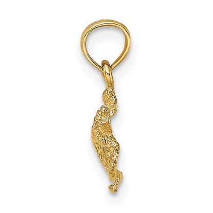 14k Yellow Gold Textured Sea Turtle Charm Pendant