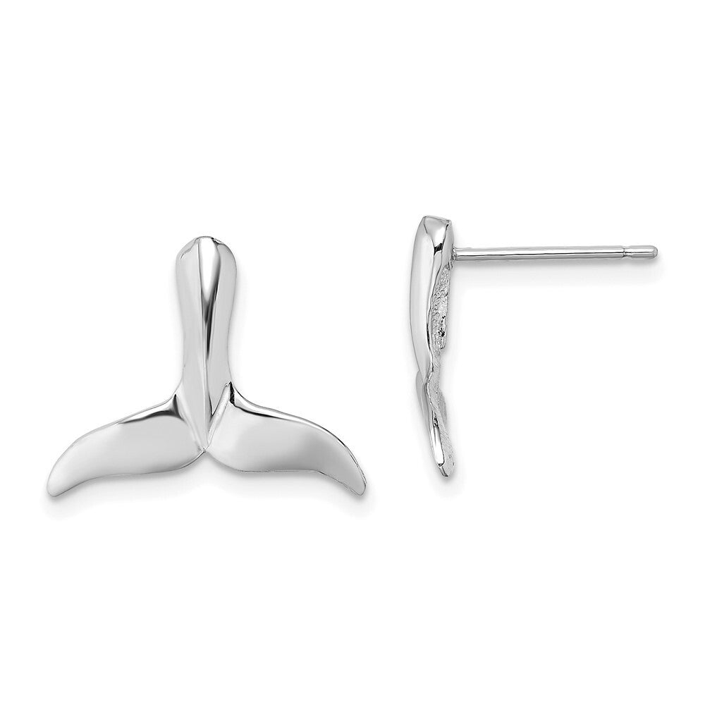 14K White Gold Whale Tail Stud Earrings Gift for Women