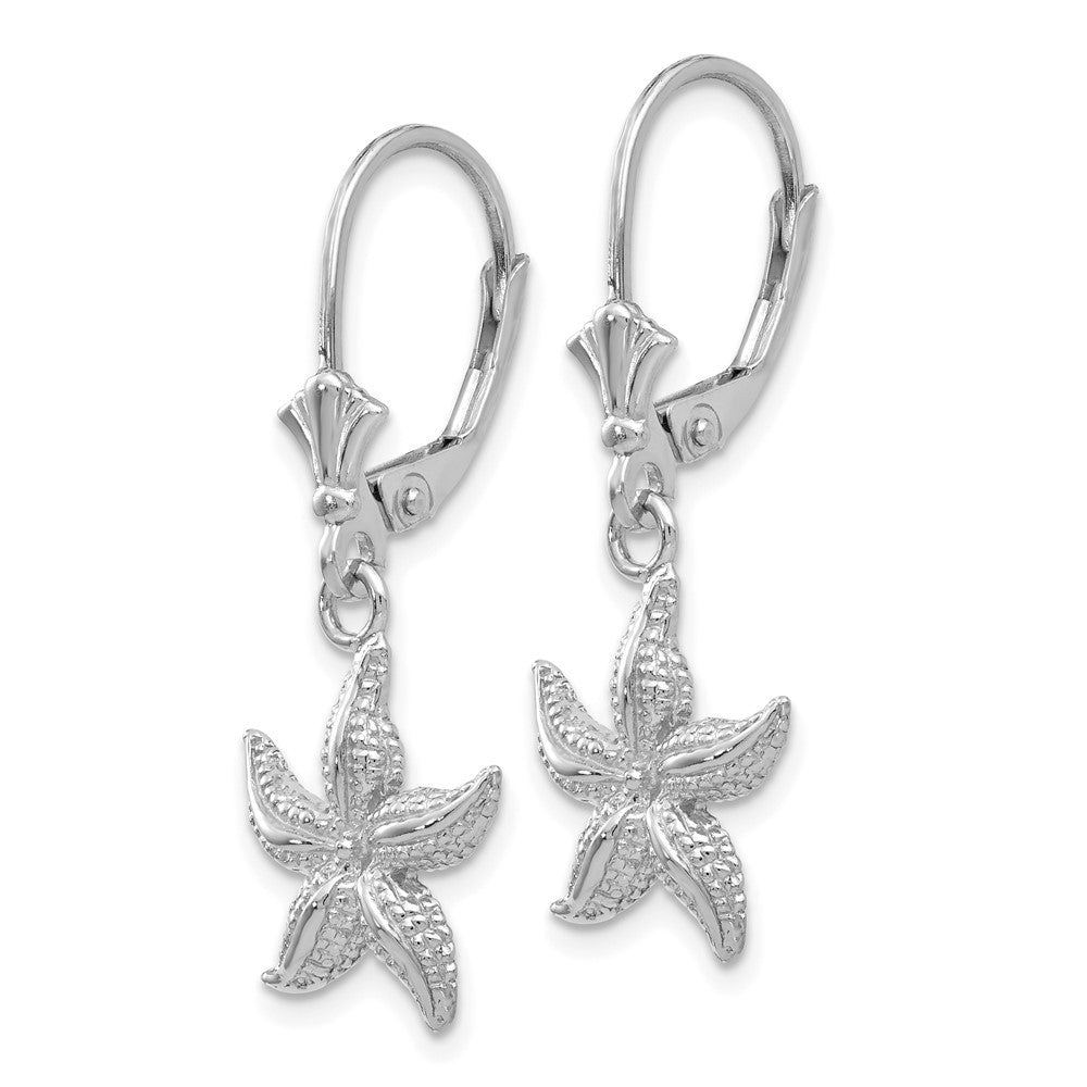 14K White Gold Starfish Drop Dangle Earrings