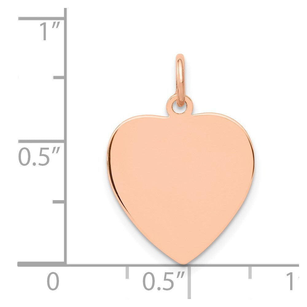 14k Rose Gold Rose Polished Heart Shaped Disc Pendant for Women