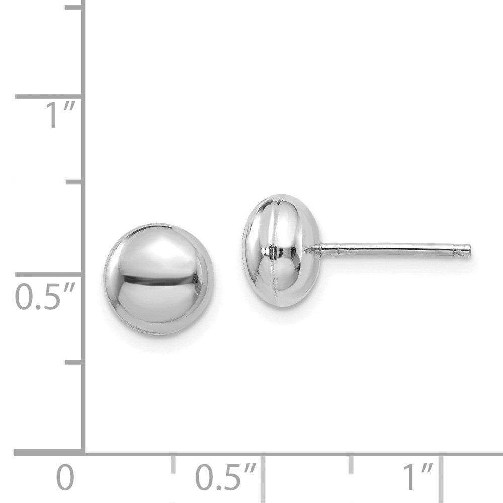 14k White Polished 8mm Button Stud Earrings Gift for Women
