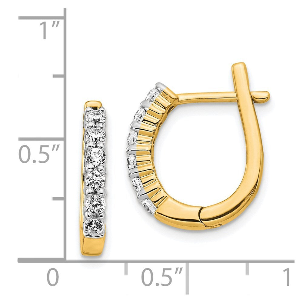 14k Yellow Gold Diamond Hinged Hoop Earrings