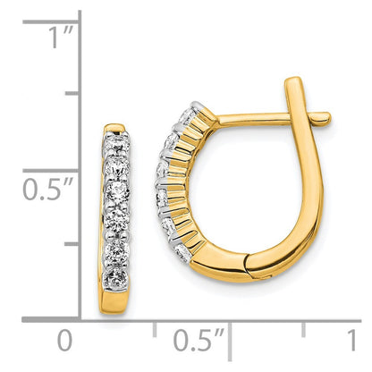 14k Yellow Gold Diamond Hinged Hoop Earrings