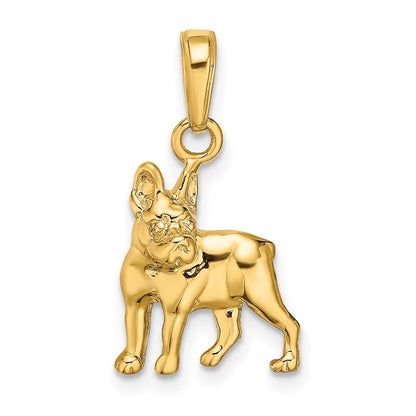 14k Yellow Gold Boston Terrier Dog Pendant for Women