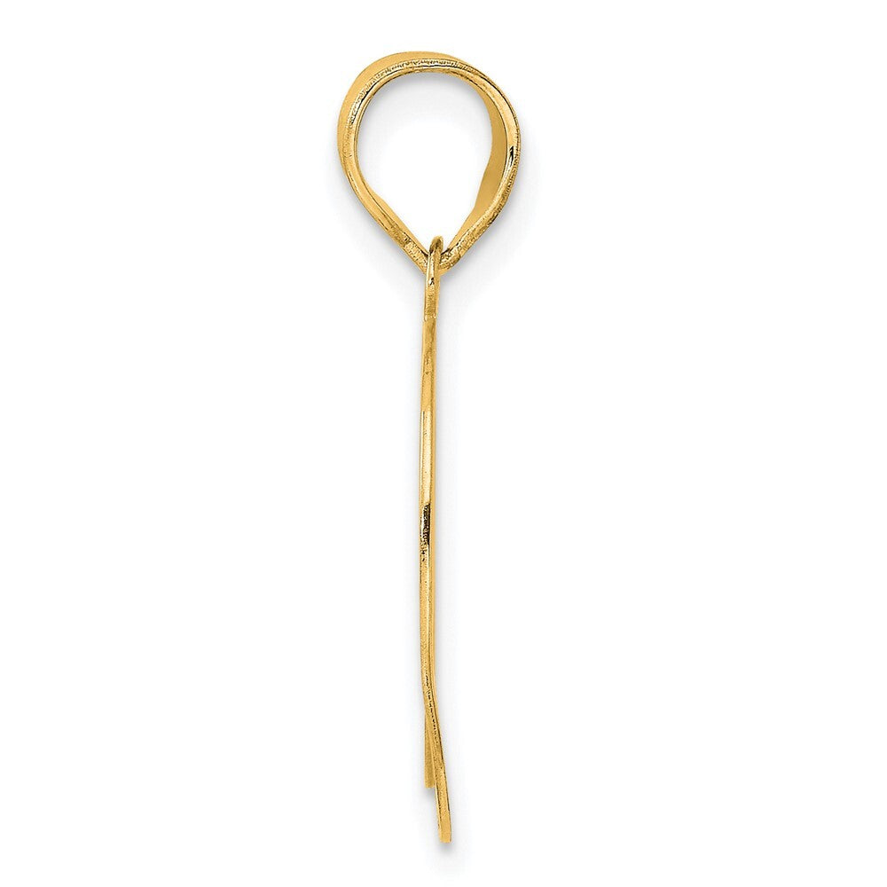 14k Yellow Gold Polished Etched Number 69 Pendant for Women