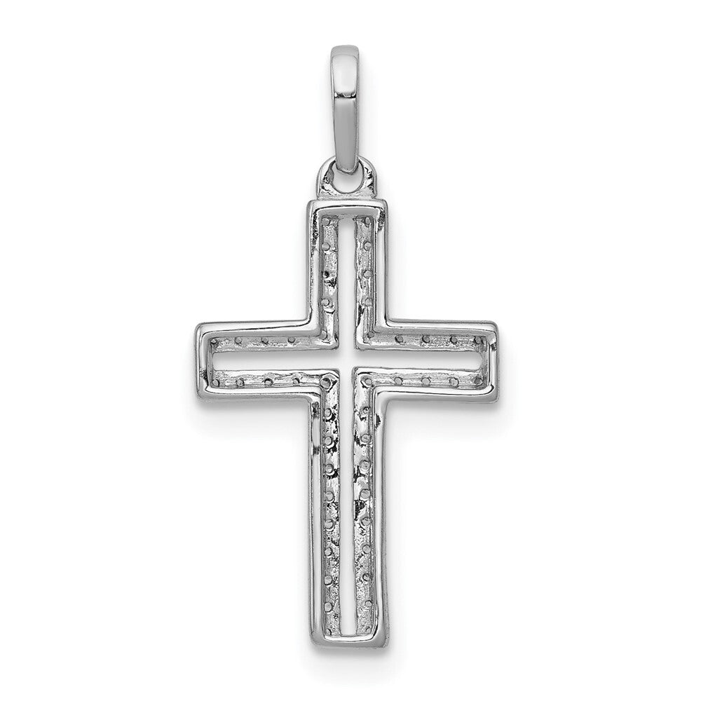 14k White Gold 1/8ct. Diamond Cross Pendant for Women
