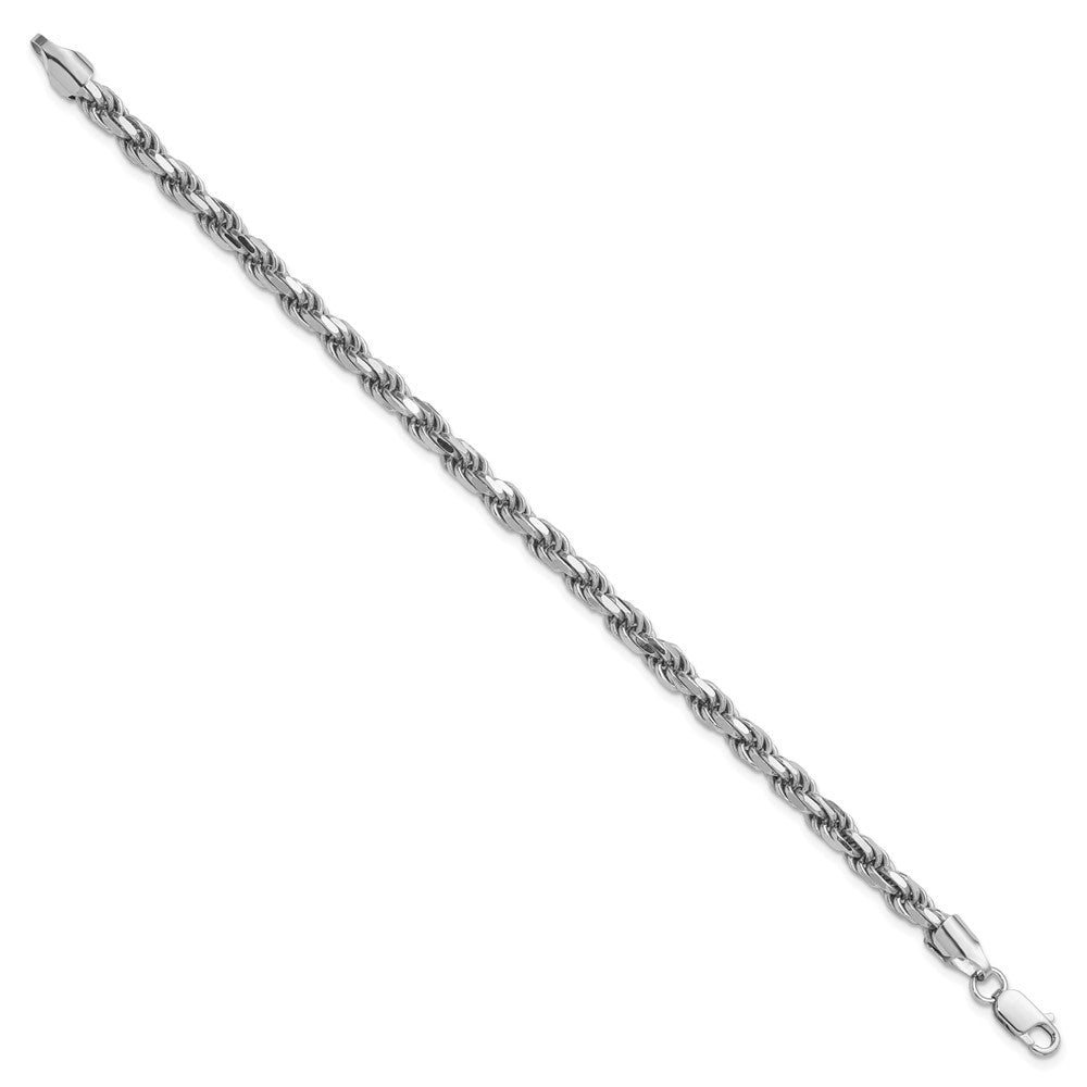 Sterling Silver Rhodium-plated 5.75mm Diamond-cut Rope Chain Bracelet