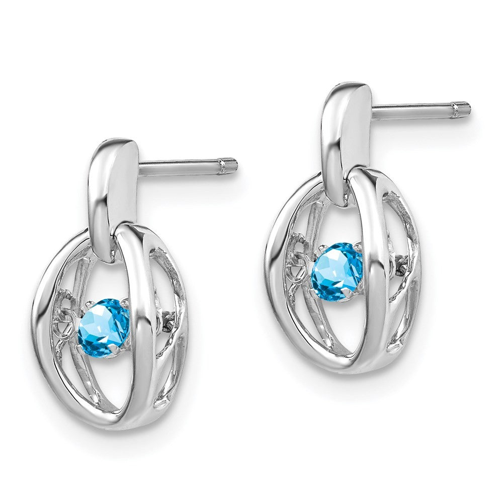 Sterling Silver Rhodium Blue Topaz Birthstone Vibrant Earrings