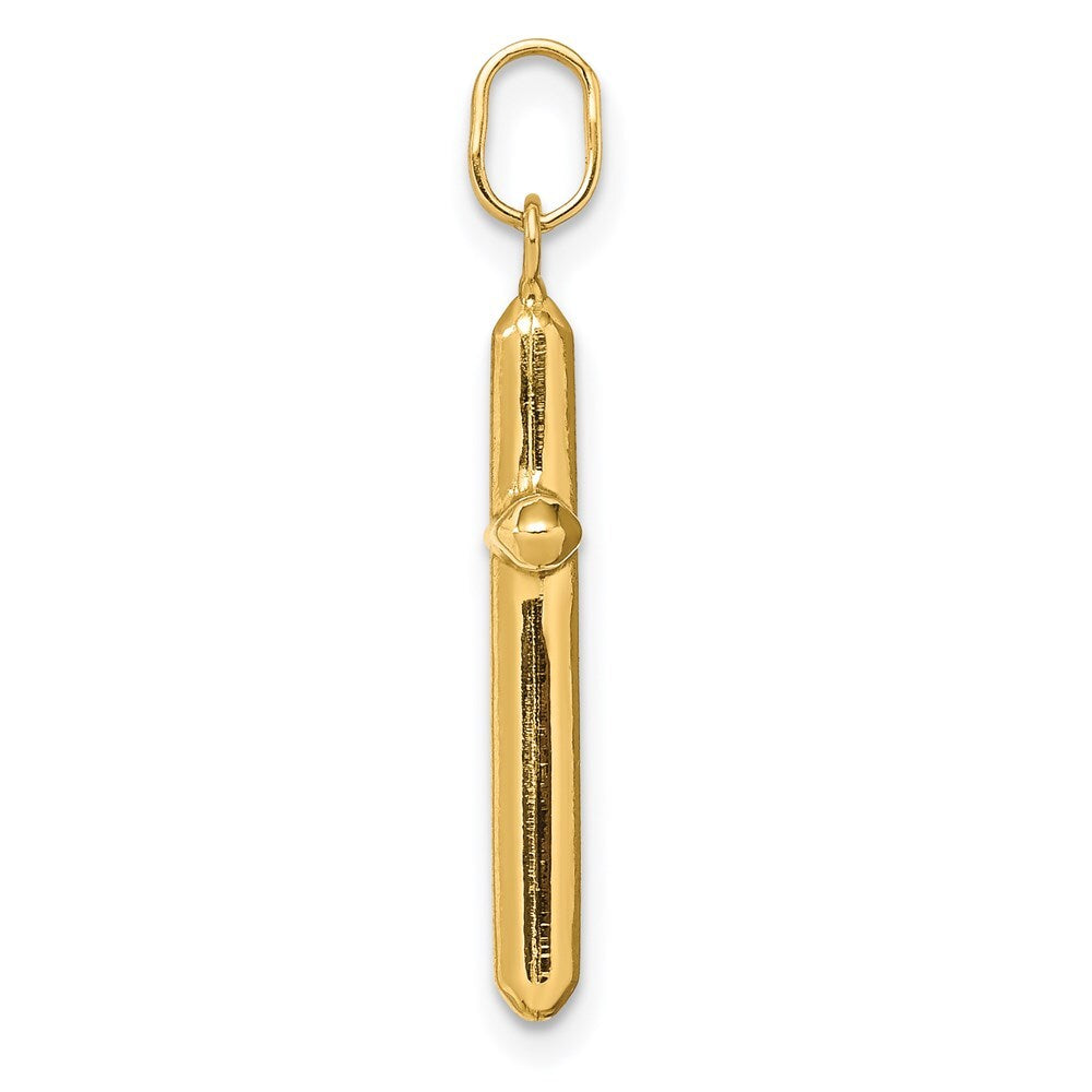 14k Yellow Gold Polished Hollow Latin Cross Charm Pendant for Women