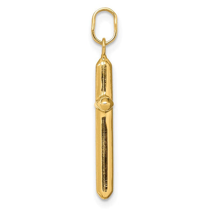 14k Yellow Gold Polished Hollow Latin Cross Charm Pendant for Women
