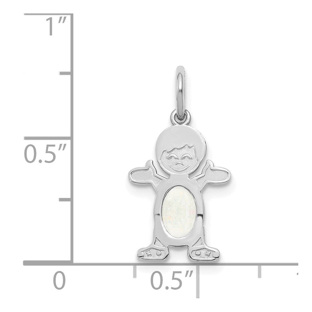 14k White Gold Boy 6x4 Oval Genuine Opal-October Pendant for Women