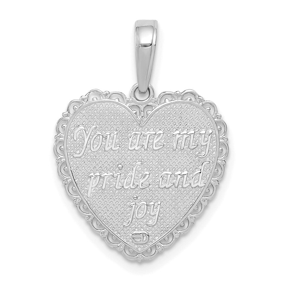 14k White Gold Reversible FOR MY DAUGHTER Heart Pendant for Women
