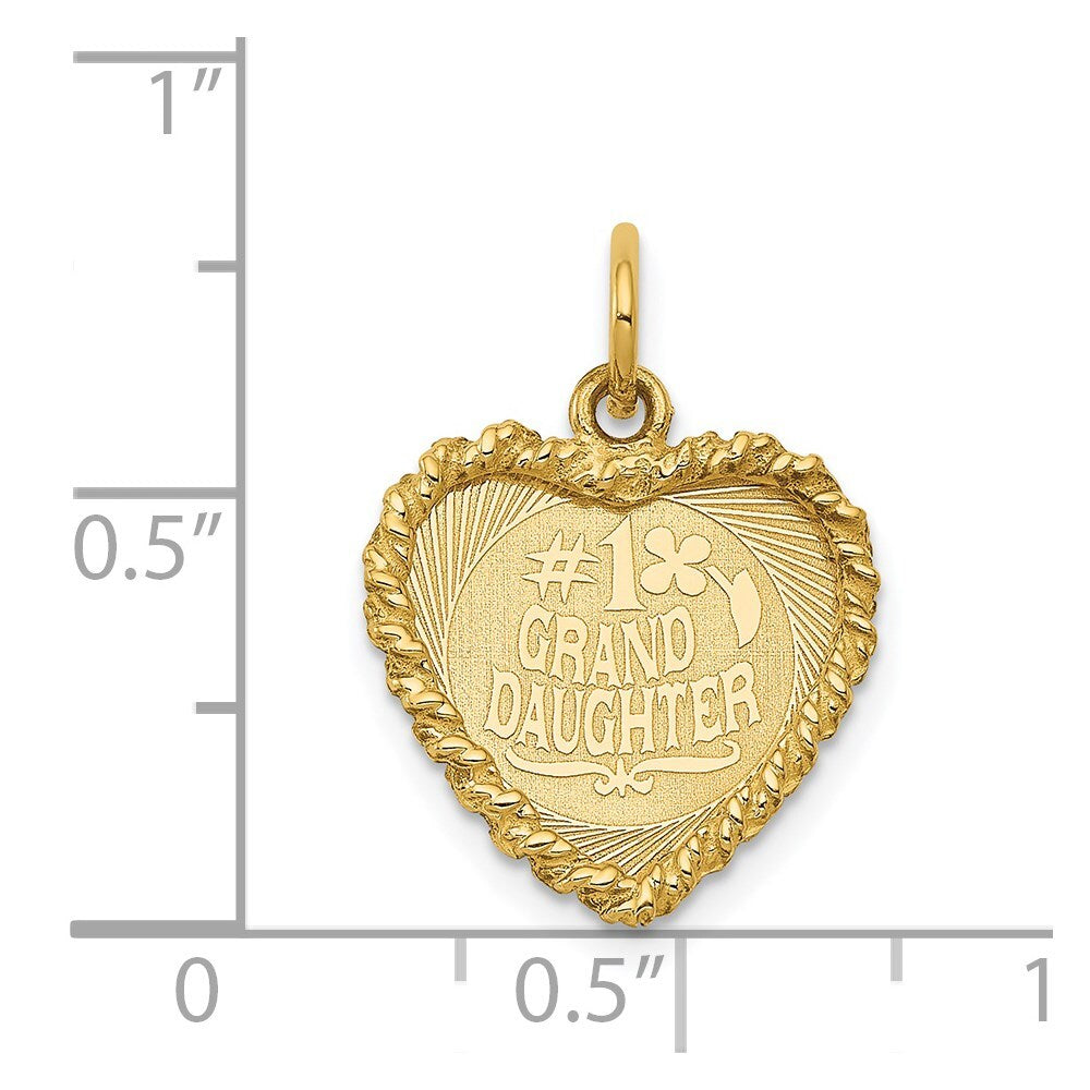 14k Yellow Gold #1 GRANDDAUGHTER Disc Charm Pendant for Women