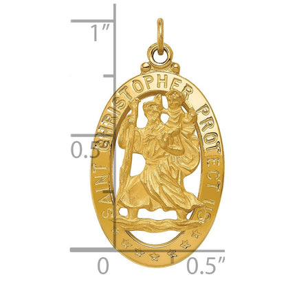 14k Yellow Gold Saint Christopher Medal Pendant