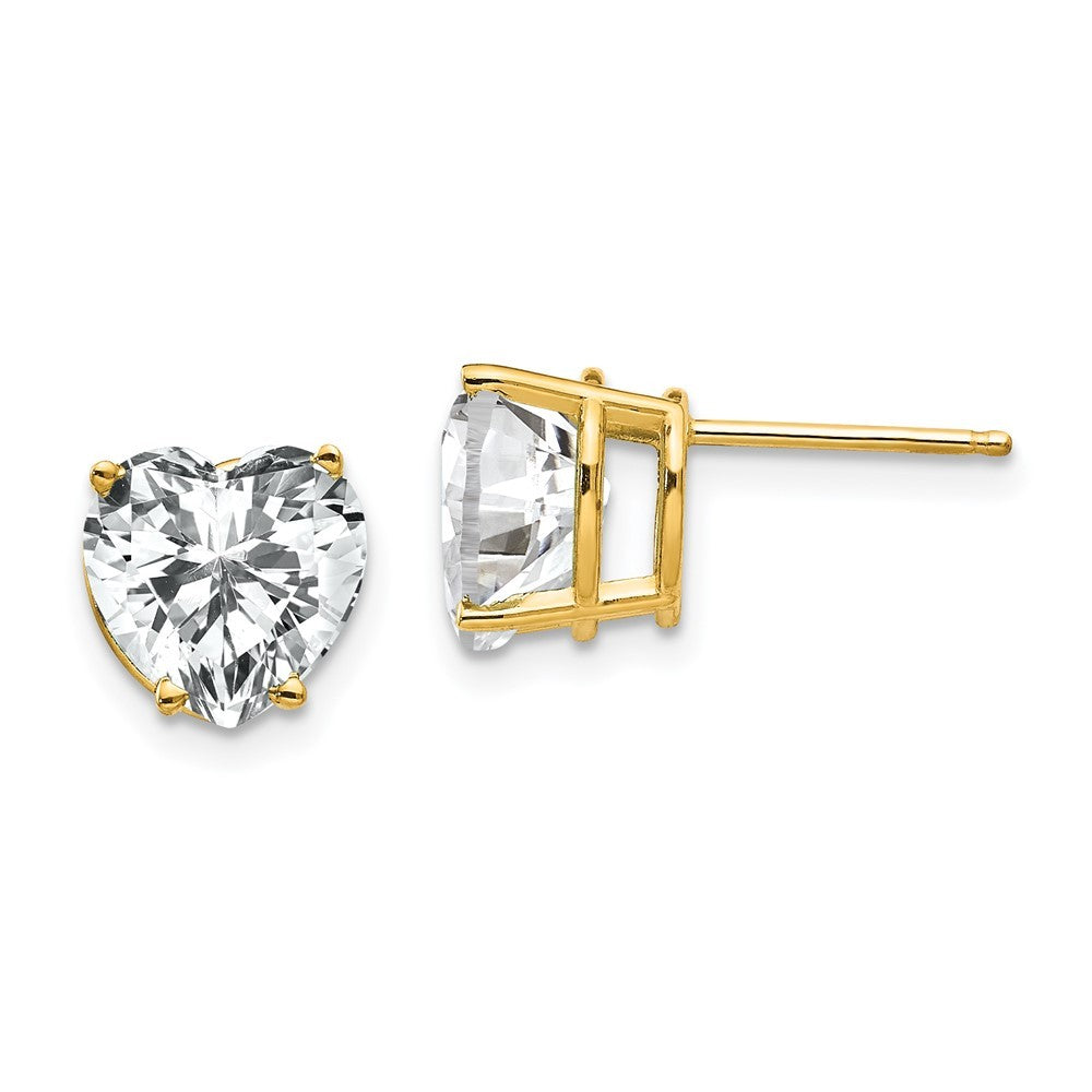 14k Yellow Gold 8mm Heart Cubic Zirconia earring