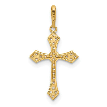 14k Yellow Gold Polished Cubic Zirconia Passion Cross Pendant