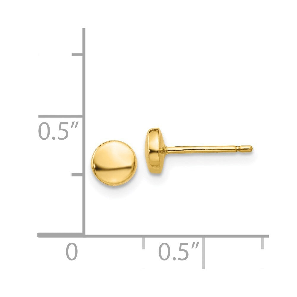 14k Yellow Gold Polished Half Ball Stud Earrings Gift for Women
