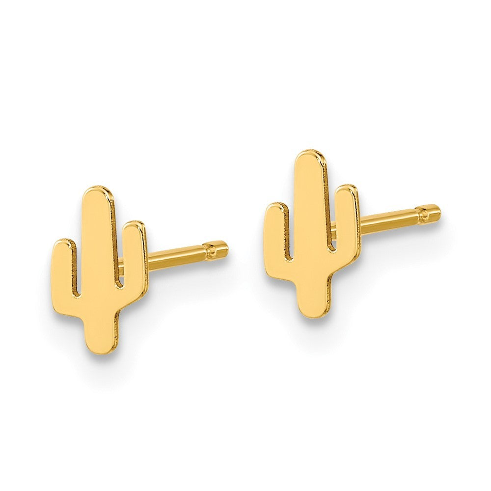 14k Yellow Gold Polished Cactus Earrings