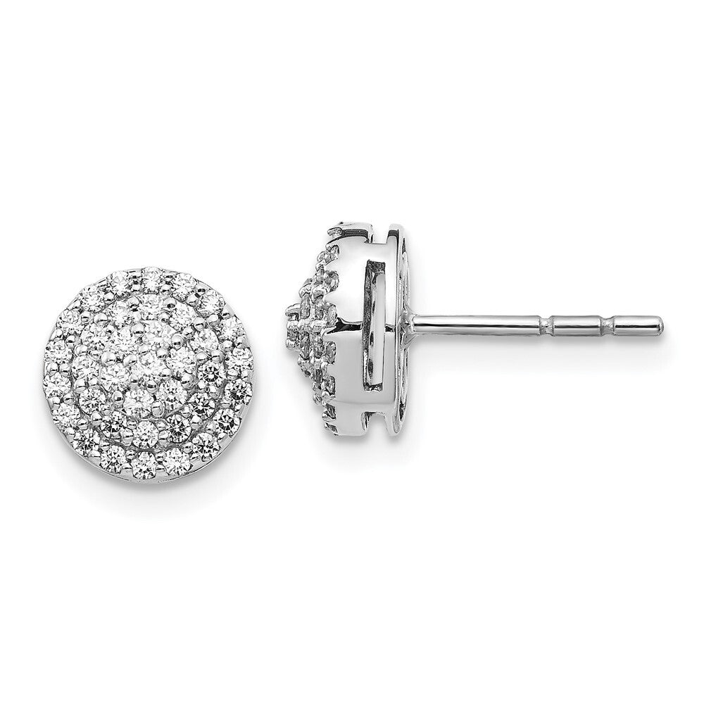 14k White Gold Diamond Round Cluster Stud Earrings