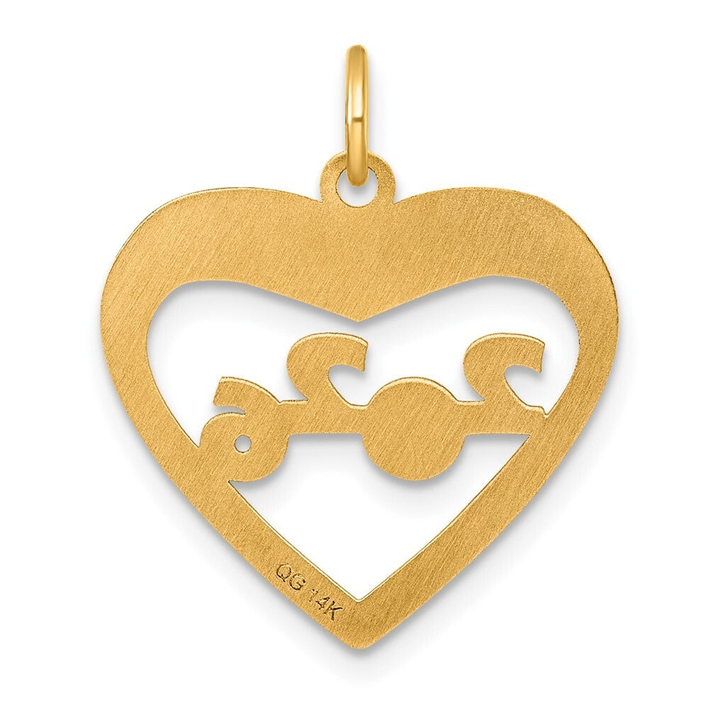 14k Yellow Gold Polished CLASS OF 2026 Cut Out Heart Charm Pendant for Women