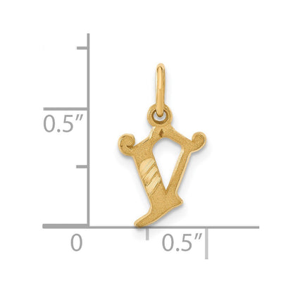 14k Yellow Gold Letter V Initial Charm Pendant
