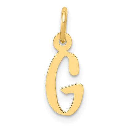 14k Yellow Gold Small Slanted Block Letter G Initial Charm Pendant for Women