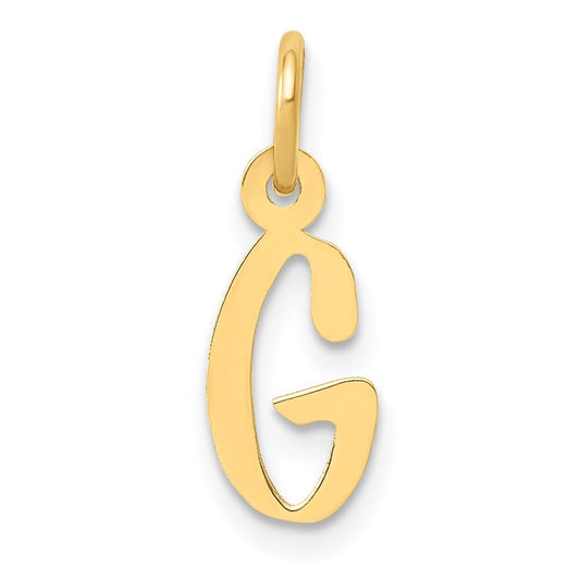 14k Yellow Gold Small Slanted Block Letter G Initial Charm Pendant for Women