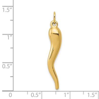 14k Yellow Gold 3D Italian Horn Charm
