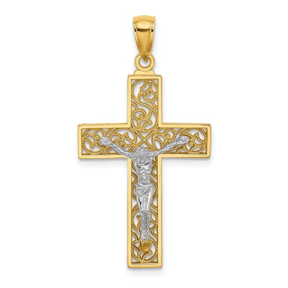 14k Two-tone Gold Crucifix Pendant for Women